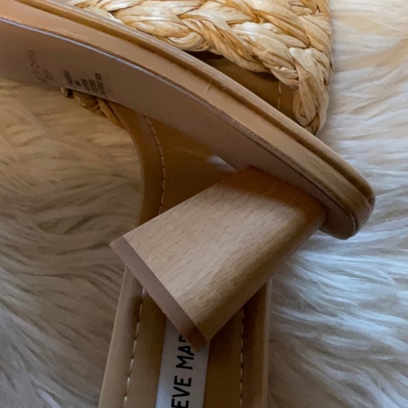 Steve Madden Women’s SAGED Straw Wooden Open Toe Slip On Sandals Size 9.5 - Picture 6 of 9